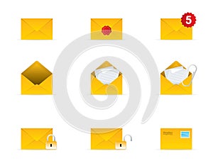 L'ufficio postale impostato composto da icone 3 