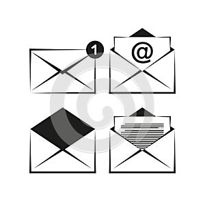 Mail icon set. E-mail icon. Mail envelope icon. Vector illustration