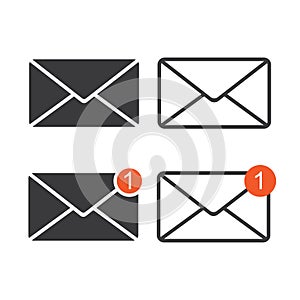 Mail icon set, email, envelope flat icon isolated vector illustration