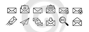 Mail icon set isolated on white background