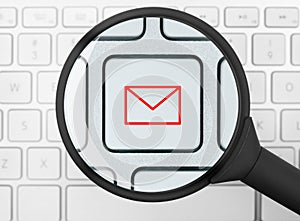 Mail icon under the magnifying glass