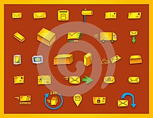 27 mail icons - Hand drawn coloured vector graphics photo