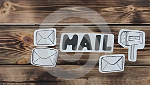 Mail inscription and letters with mailbox