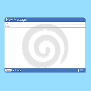 The mail interface in the browser. Email outlook application template. Empty letter design. Vector image