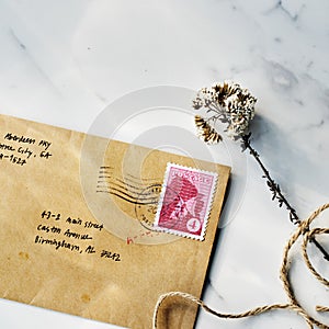 Mail Letter Correspondence Flower Communication Concept photo