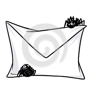 Mail letter internet threat spider virus cartoon illustration