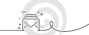 Mail line icon. New Messages correspondence sign. Continuous line with curl. Vector