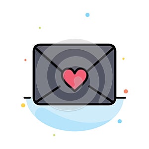 Mail, Love, Heart Abstract Flat Color Icon Template