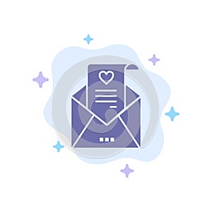 Mail, Love Letter, Proposal, Wedding Card Blue Icon on Abstract Cloud Background