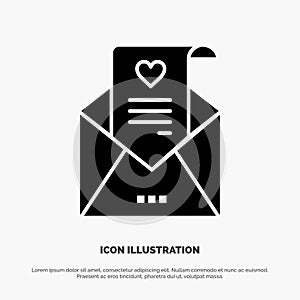 Mail, Love Letter, Proposal, Wedding Card solid Glyph Icon vector