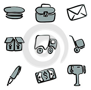 Mail Man Icons Freehand 2 Color