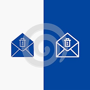 Mail, Message, Delete Line and Glyph Solid icon Blue banner Line and Glyph Solid icon Blue banner