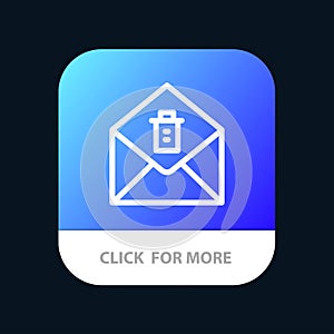 Mail, Message, Delete Mobile App Button. Android and IOS Line Version