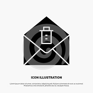 Mail, Message, Delete solid Glyph Icon vector