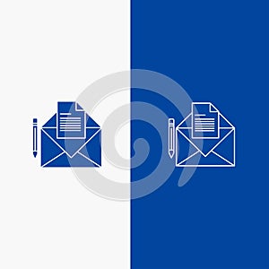 Mail, Message, Fax, Letter Line and Glyph Solid icon Blue banner Line and Glyph Solid icon Blue banner