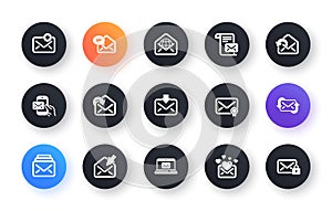 Mail message icons. Newsletter, E-mail, Correspondence. Classic icon set. Vector