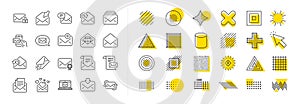 Mail message line icons. Set of Newsletter, E-mail, Correspondence. Design elements. Vector