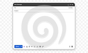 Mail mockup screen. Template of browser window for contact form