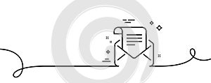 Mail newsletter line icon. Read Message correspondence sign. Continuous line with curl. Vector
