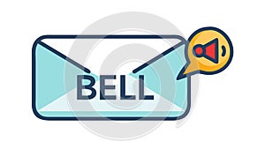 Mail Notification Bell, New Message Alert Vector Icon, vector design Generative AI