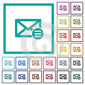 Mail options flat color icons with quadrant frames