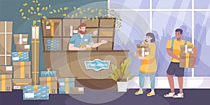 Mail Parcel Flat Composition