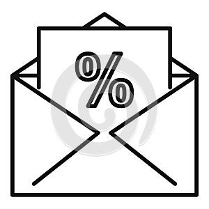 Mail percent tax icon, outline style