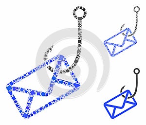 Mail phishing hook Composition Icon of Unequal Elements