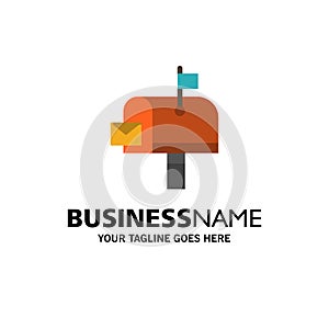 Mail, Post, Mailbox, Post office Business Logo Template. Flat Color