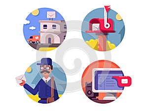 Mail post service icons