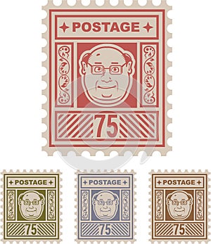 Mail Postage Stamp 75 with cartoon face