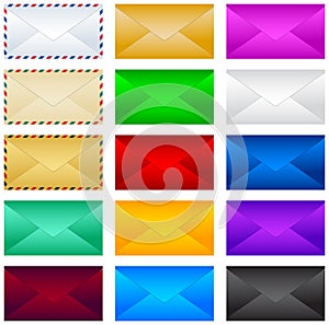 Mail postal envelope vector illustration set, collection.