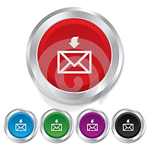 Mail receive icon. Envelope symbol. Get message