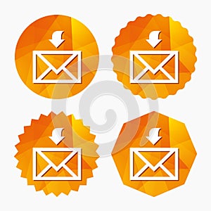 Mail receive icon. Envelope symbol. Get message.