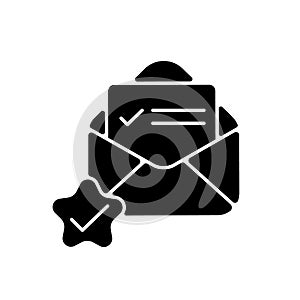 Mail received black glyph icon