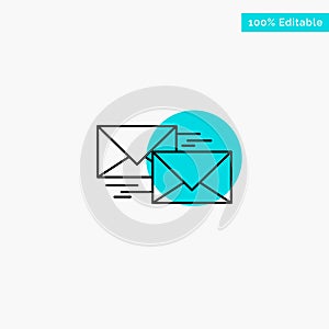 Mail, Reply, Forward, Business, Correspondence, Letter turquoise highlight circle point Vector icon