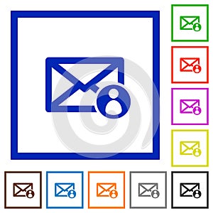 Mail sender flat framed icons