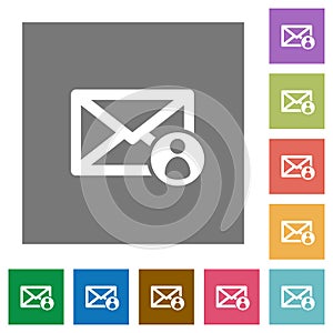 Mail sender square flat icons