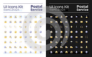 Mail service flat gradient two-color ui icons set for dark, light mode