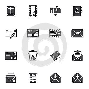 Mail service vector icons set