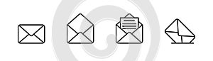 Mail set line icons. Open and closed envelope. E-mail icon. Vector isolated flat illustration