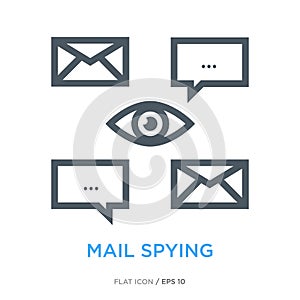 Mail spying line flat icon