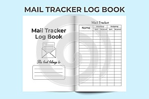 Mail tracker log book KDP interior. Mail incoming and outgoing tracker notebook. Mail tracker template KDP interior. KDP interior