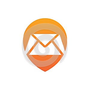 Mail tracking logo icon design template elements, map pin and envelope symbol - Vector