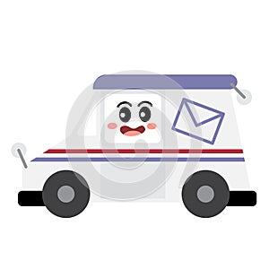 Mail Truck transportation cartoon character side view vector illustration