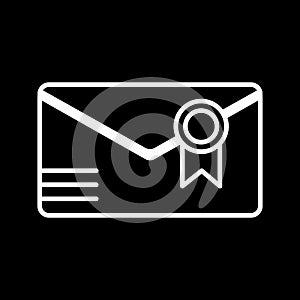 Mail vector icon. envelope symbol. Post isolated on black background.
