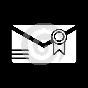 Mail vector icon. envelope symbol. Post isolated on black background.