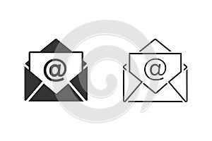 Mail vector line icon set on white flat style
