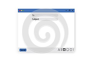 Mail window template. User interface. Mail icon. Website template design. Stock image