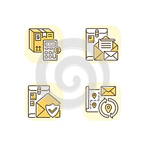 Mail yellow RGB color icons set